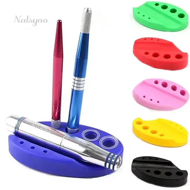 Oval Silicone Cosmetic Holder Stand Tray for Microblading Pigment Cup Tattoo Machine Ink Accessories Organizer