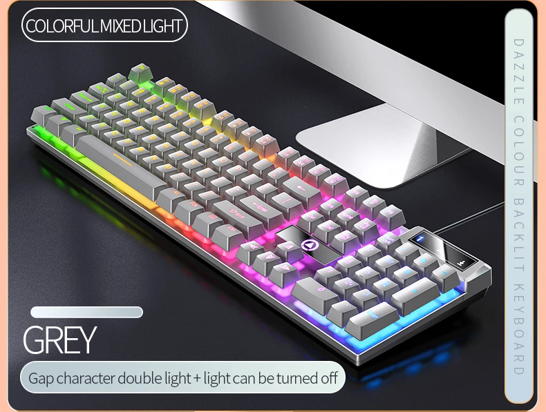 Gaming-Tastatur mit 104-Tasten, kabelgebundene Tastatur, farblich abgestimmt, Hintergrundbeleuchtung, mechanisches Gefühl, Computer-E-Sport-Peripheriegeräte für Desktop-Laptops – Detail 12