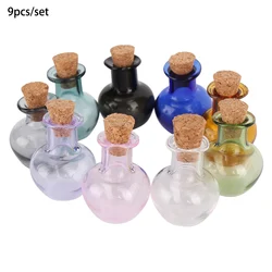 9pcs Miniature Apple Shape Glass Bottles with Cork Stopper Tiny Decorative Jars Small Vials for Dollhouse Decoration DIY Crafts