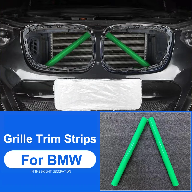 

2Pc Car Strip Sticker Cover Frame Front Grille Trim Strips For BMW E60 E61 M5 520i 525i 528i 5 Series 2002-2010 Auto Accessories