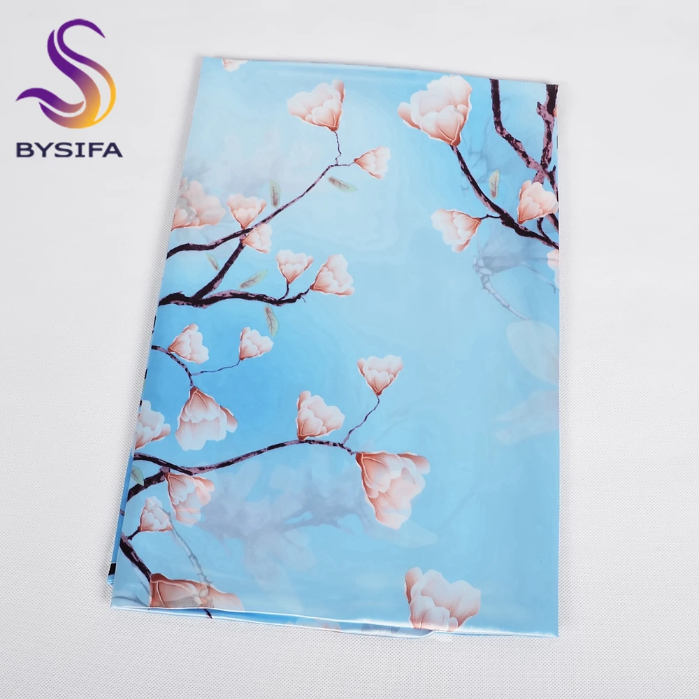 Fall Winter Sky Blue Silk Scarf Cape Printed Winter Fashion Women Neck Scarf Shawl Magnolia Flower Design Long Scarves 160*70cm