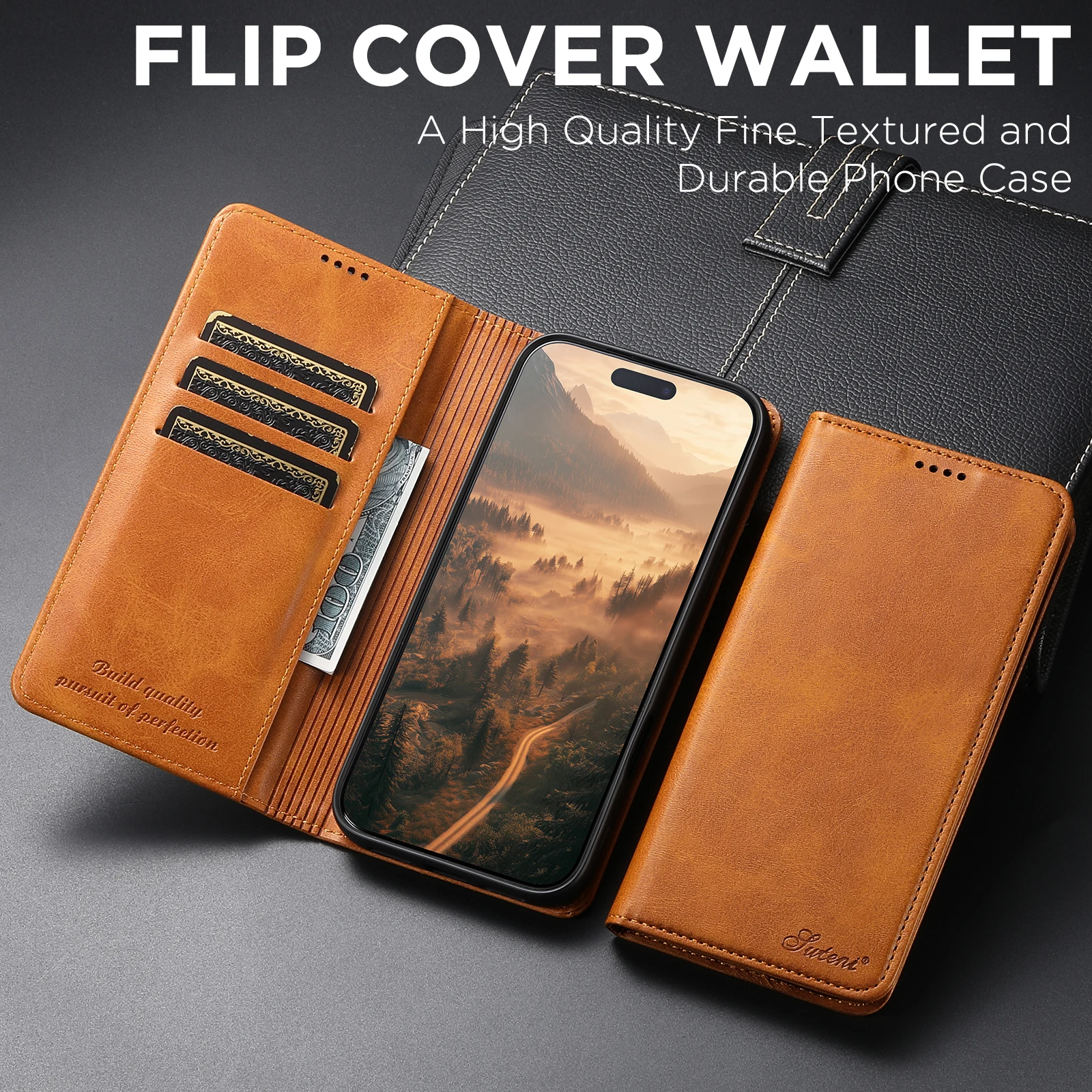 SUTENI Kunstleder-Kartenhalter-Standfunktion-Geldbörse Magnet-Flip-Cover Handyhülle für iPhone 18 Pro Max 17 16 Plus 15 Pro 14 13 12 – Detail 40