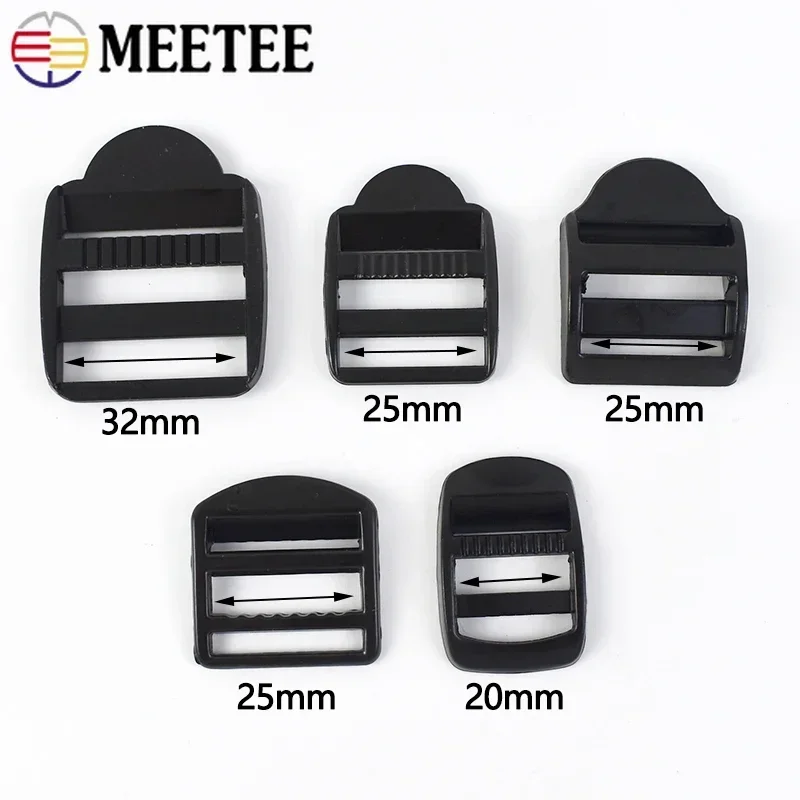 4Pcs Meetee 20/25/32mm Metal Strap Adjuster Tri-Glide Buckle Backpack Shoulder Belt Connect Clasp DIY Leather Craft Accessories