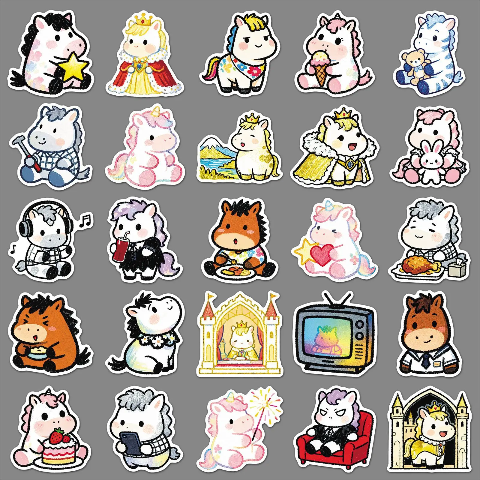 50PCS Cartoon Nette Pony Graffiti Aufkleber Kreative Dekoration Handy Fall Notebook Wasser Tasse Wasserdichte Spielzeug Geschenk Aufkleber