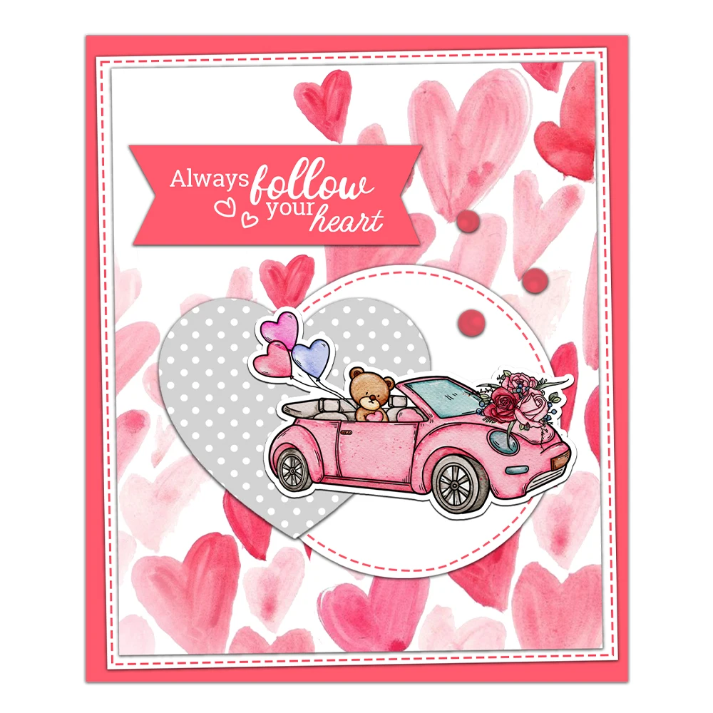 Mangocraft Love Roses & Heart Balloon Car Clear Stamps Valentine\'s Day DIY Scrapbooking Supplies Silicone Stamp For Cards Albums