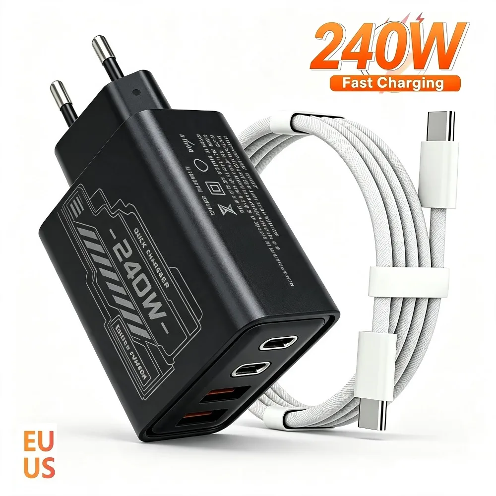 Universal Universal 240W GaN Mechanical Multi‑Port USB Adapter EU US Plug Travel Fast Charger for Phone Laptop PC Daily Charging - Aliexpress Deal