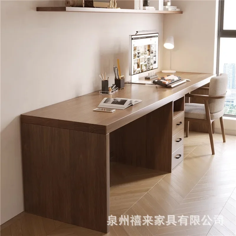Solid wood double computer desk bedroom children's study table desk student home simple modern sofa back long table