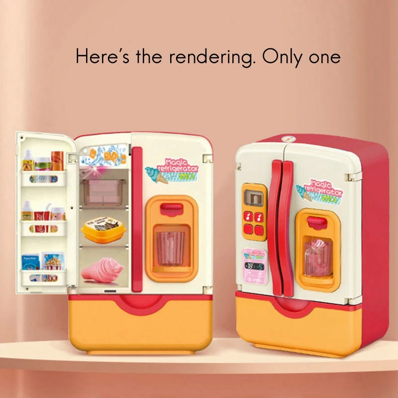 

39PCS/Set Children Double Door Role Play Chargeable Fridge Toy Contact Spray Refrigerator Home Appliance Kids Toy