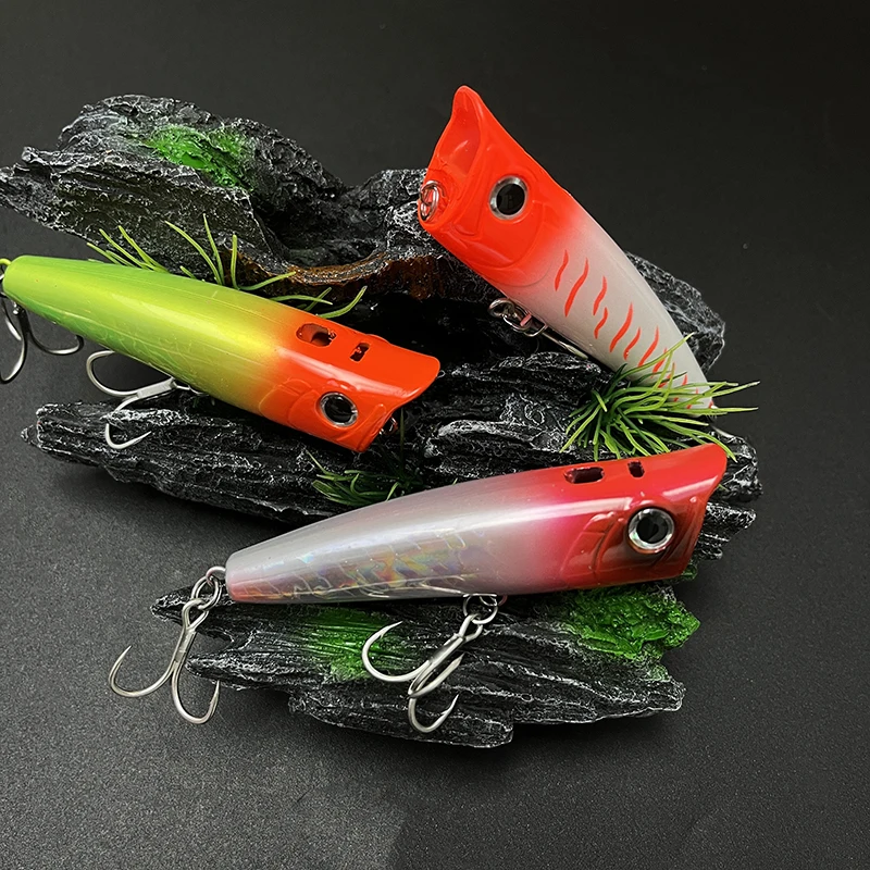 24g 95mm Topwater Popper Fishing Lure Twitch Wobblers with Water Spray Floating Artificial Hard Bait Saltwater Bass accessories