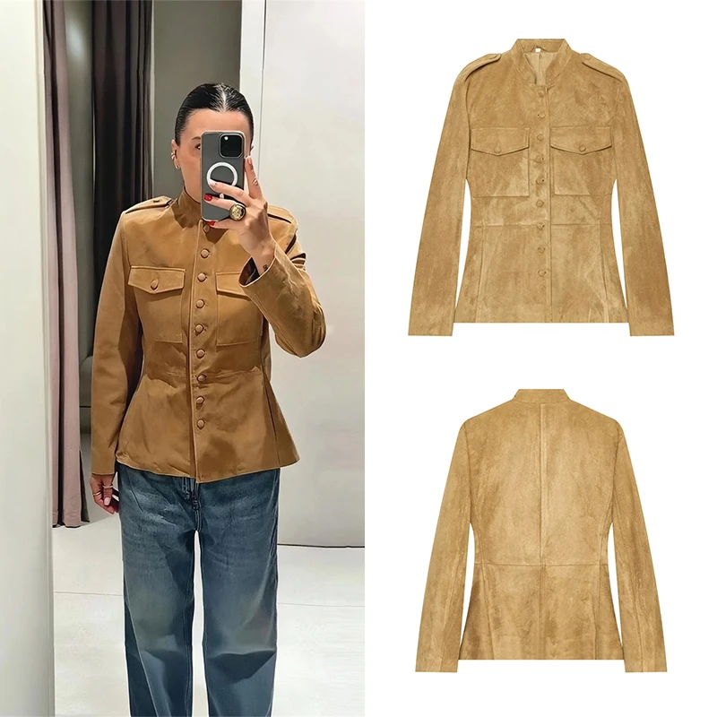 Guobioziy Women's Leather Buckle Jacket 2026 Spring-Autumn Collection Euro-American Casual Popular Classic Trendy Daily Street