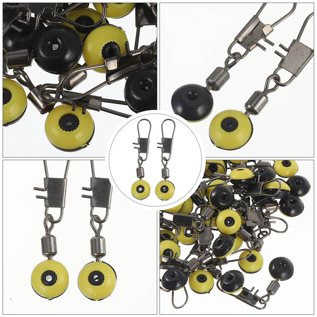 

100 Pcs Connectors Fishing Accessories Snaps Clips Hook Sinkers Yellow Stainless Steel