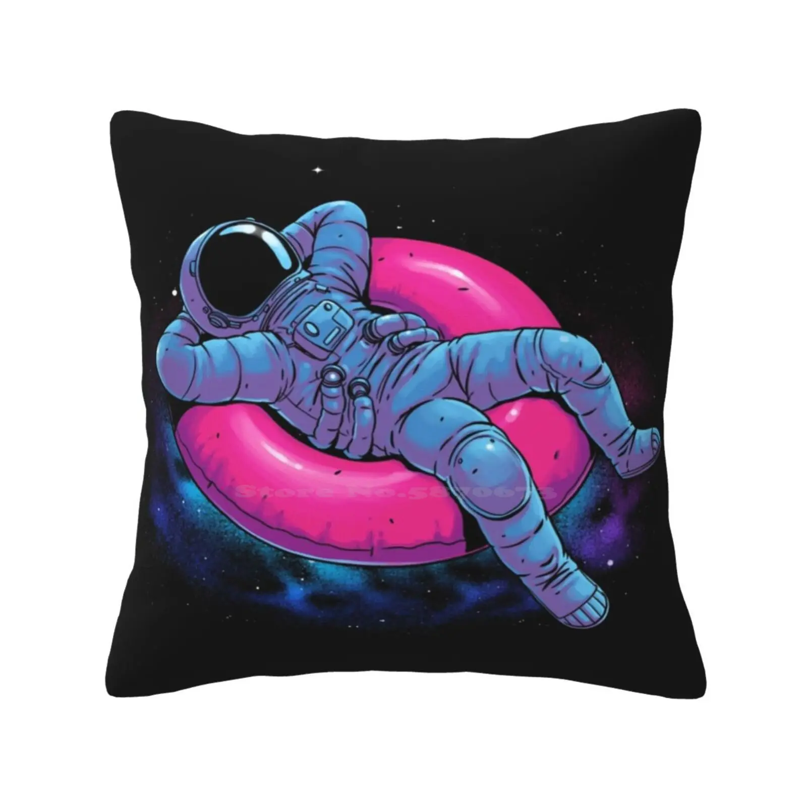 Floating Dream Throw Cushion Pillow Cover Spaceman Nebula Dreaming Fantasy Floating Stars Slow Air Water Colors Outer Space