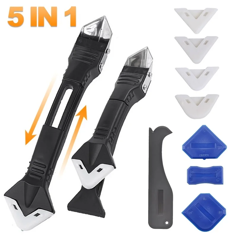 5 in1 Silicone Remover Sealant Smooth Scraper Caulk Finisher Grout Kit Tools Floor Mould Removal Hand Tools Set Sewing Spatula