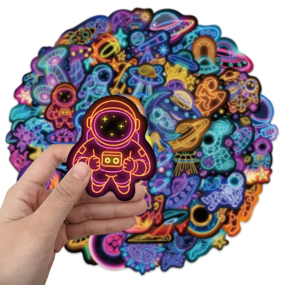 50PCS Neon Space Cartoon Graffiti Stickers DIY Phone Case Postcards Luggage Notebook Speaker Decorative Stickers