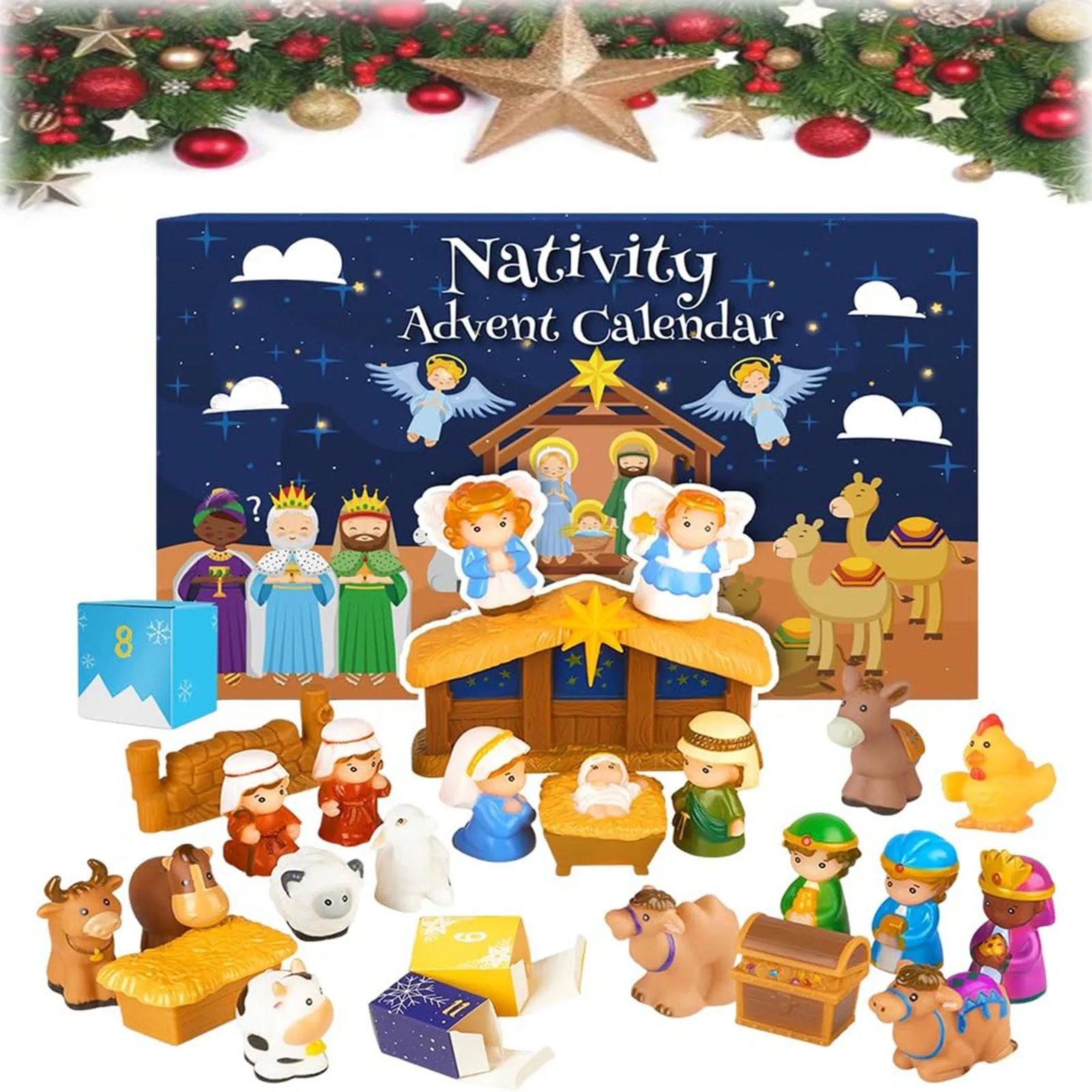 Minuterie de merde calendrier de bas 25 scène d'histoire de noël ensemble de jouets cadeau Surprise de noël compte à rebours ensemble de calendrier minuterie de cuisson