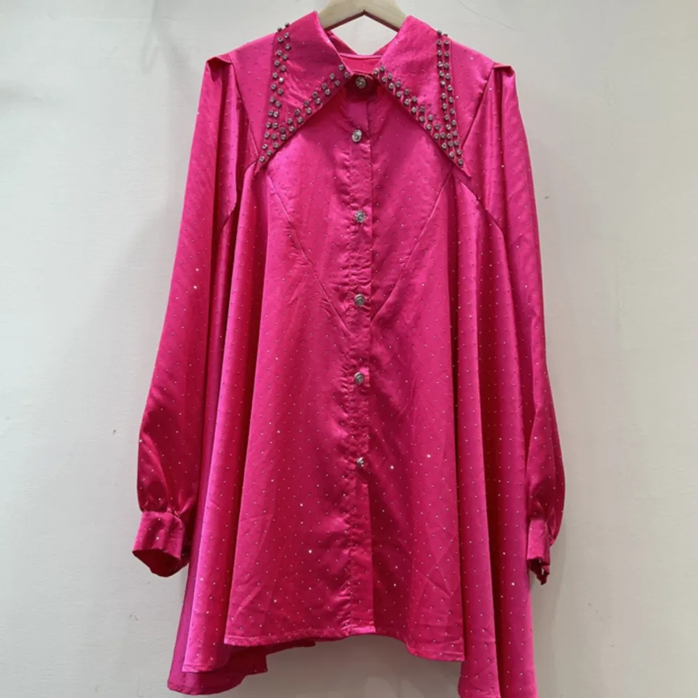 Spring New Diamond Nail Bead Long Sleeve  Women's Shirt Cardigan