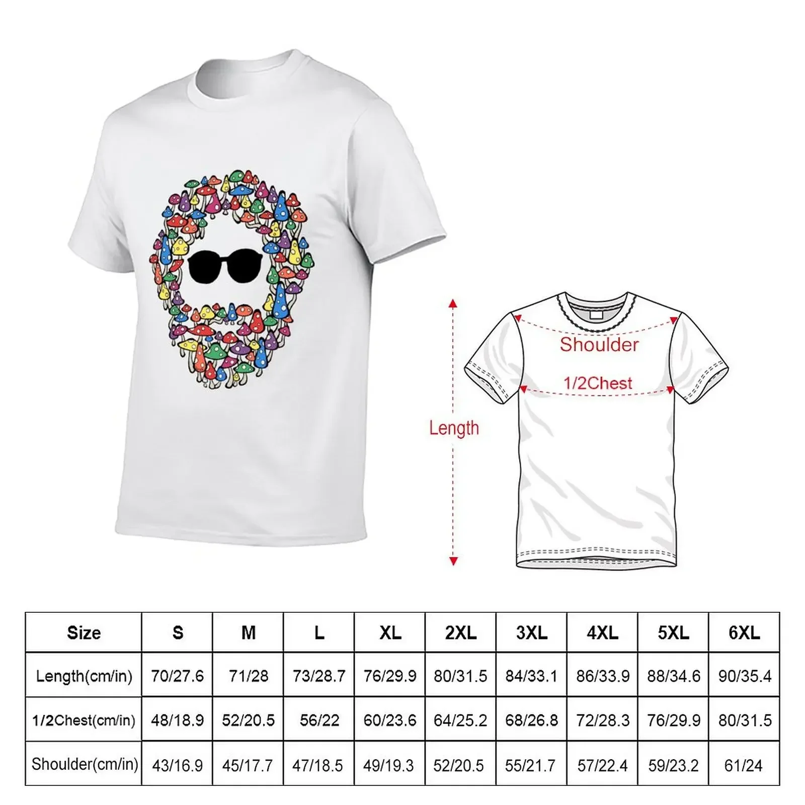 Bearded Man Made of Mushrooms T-Shirt plus size tops kawaii clothes blue archive mens white t shirts