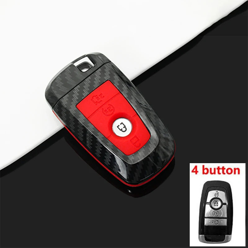 Carbon fiber ABS Car Key Case Cover For Ford Fusion Mondeo Mustang Edge Expedition EXplorer F-150 F-250 F-350 2018 2019