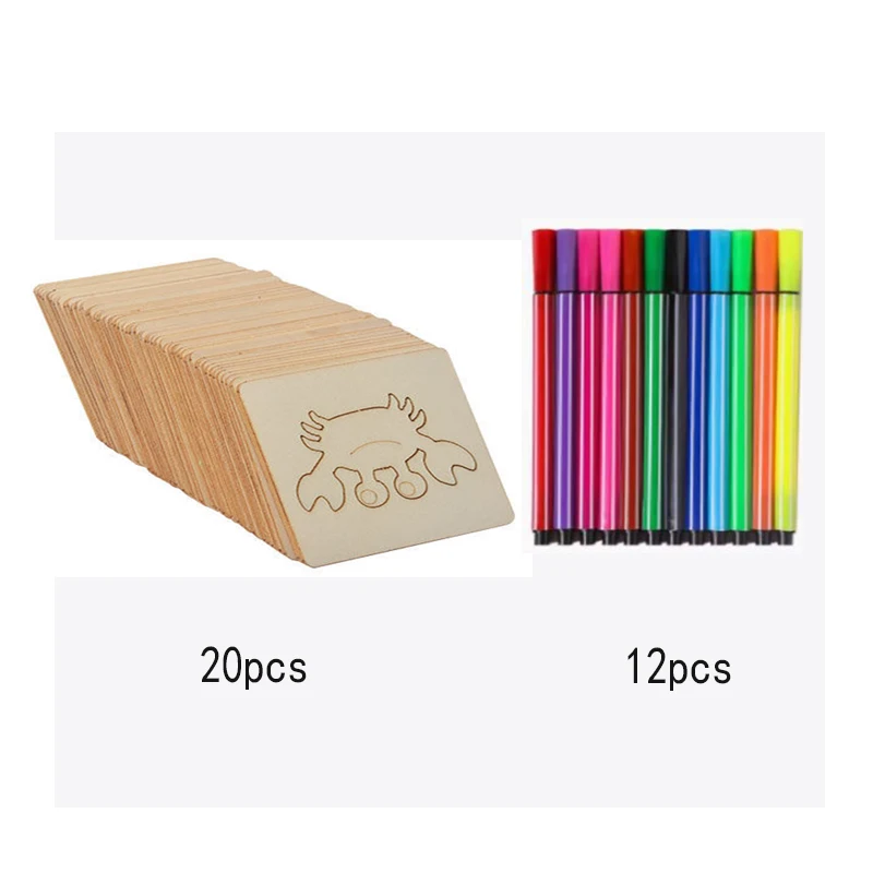 32pcs  Montessori Kids Toys Wooden DIY Drawing Template Stencils Learning Educational Painting Graffiti Hollow Wooden Gift Toys