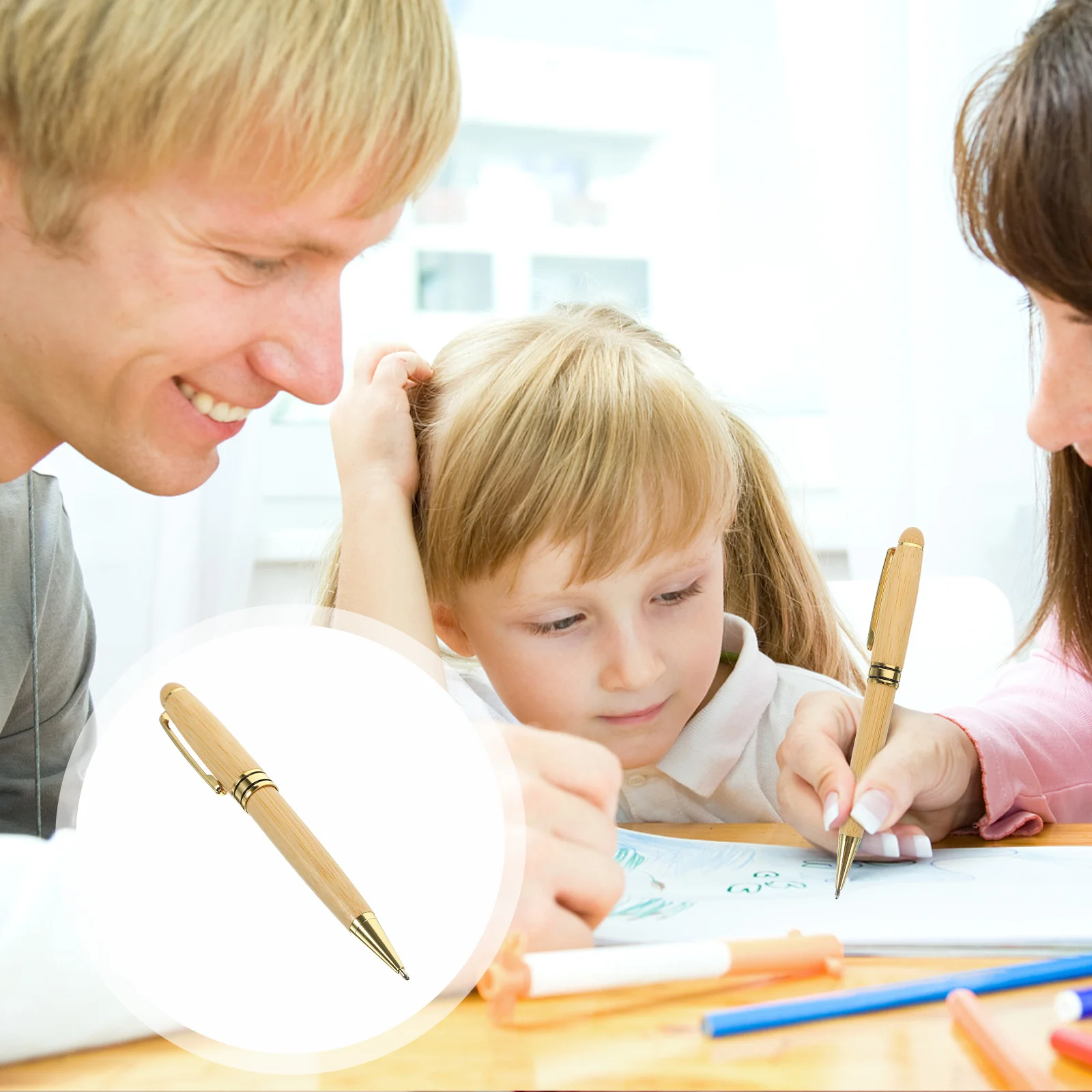 

1Set Bamboo Wooden Fountain Pen Long Service Life Multi-Function Calligraphy Training Pens Kit Fountain Pen