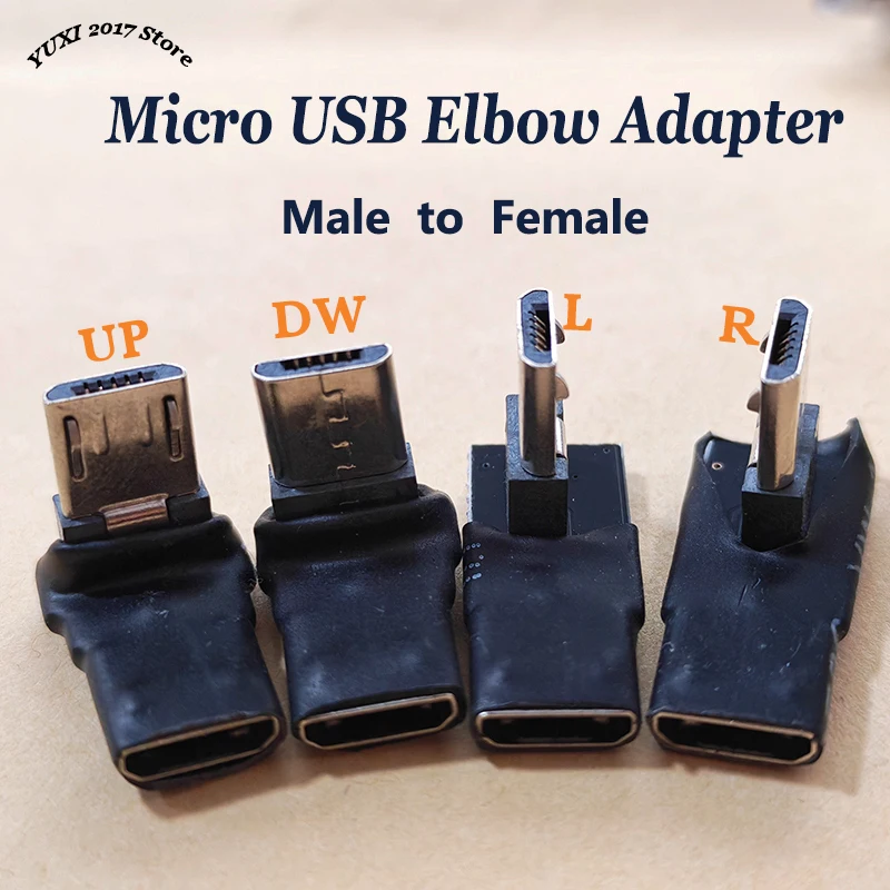 Micro USB M para F 90 °   Kit adaptador de cotovelo para carregamento e transferência de dados de telefones celulares, tablets e dispositivos de jogos, economizando espaço