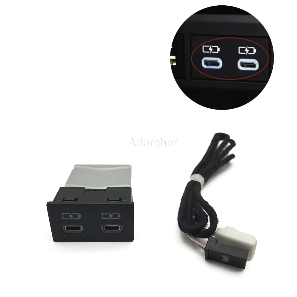 Car Charger Dual TYPE-C Port Car Charger Interface Socket Adapter for Corolla LEVIN Highlander Camry