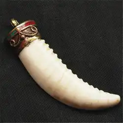Nepal old Conch shell Big Pendants Tibetan Fang Amulet for Man clamshell TBP556