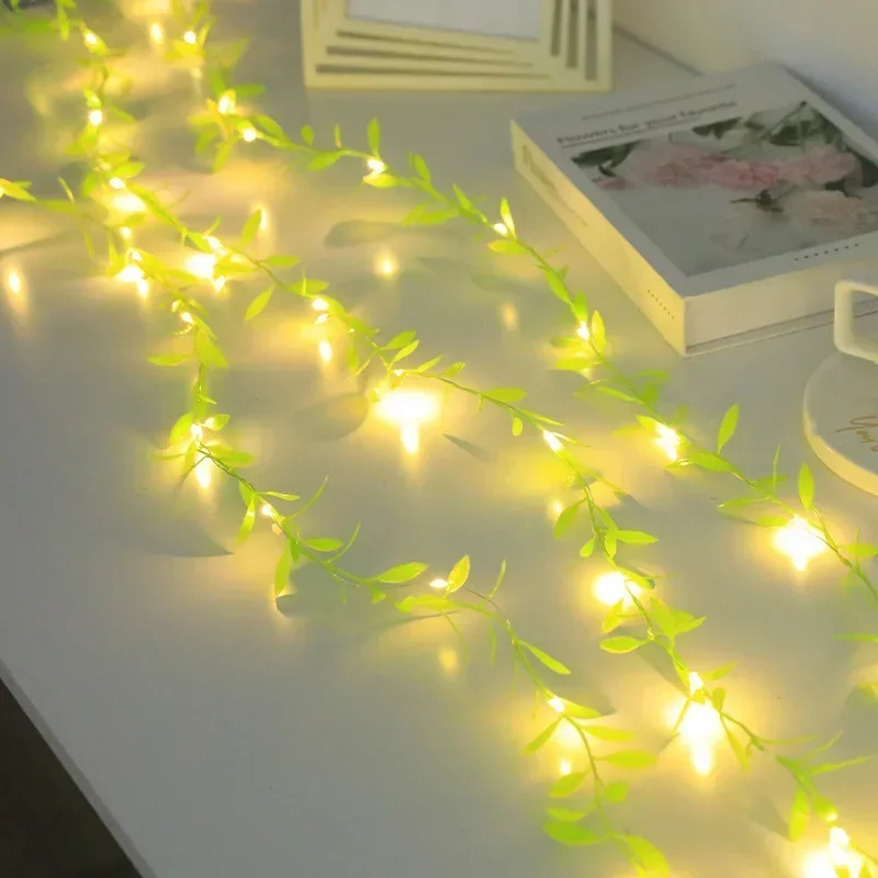 2M/5M/10M LED Green Willow Vine String Lights – Battery Powered Fairy Lights for Room, Party, Wedding & Holiday Decoration
