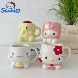 Sanrio Hello Kitty Kuromi My Melody Pompom Purin Anime Cartoon Ceramic Mug 2k Couple Same Mug Fun Shape Kawaii Water Cup Gift