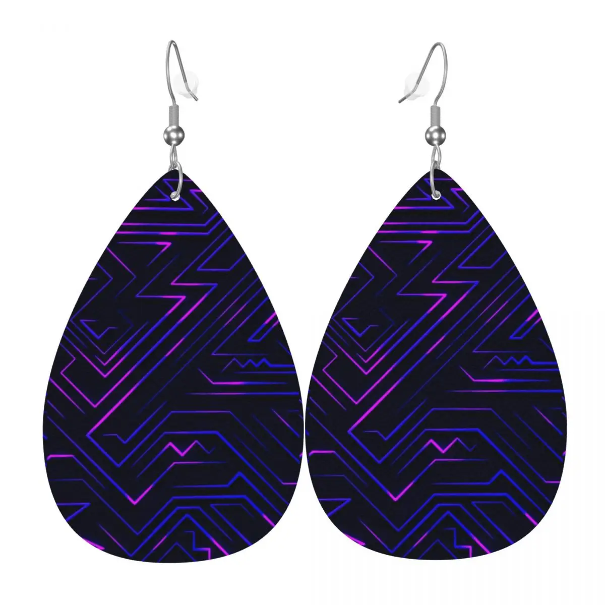 

Custom Abstract Scandi Art Dangle Drop Earrings Leather Earrings for Women Fashion Geometric Wallpaper For Valentine's Day