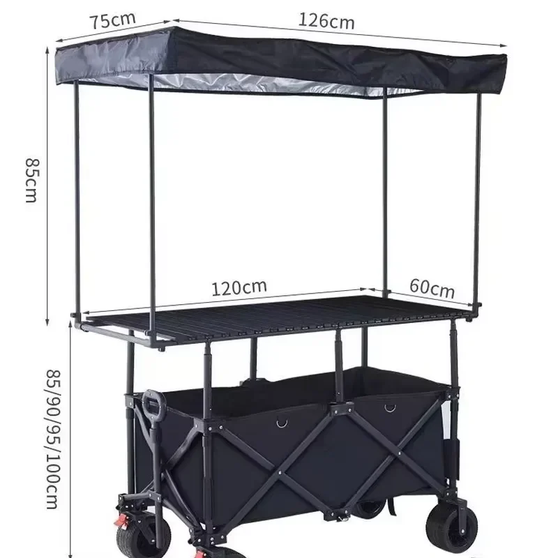 Large Capacity Foldable Table Board for Camping Portable and Sunshade-Equipped for Outdoor Vehicle Stall