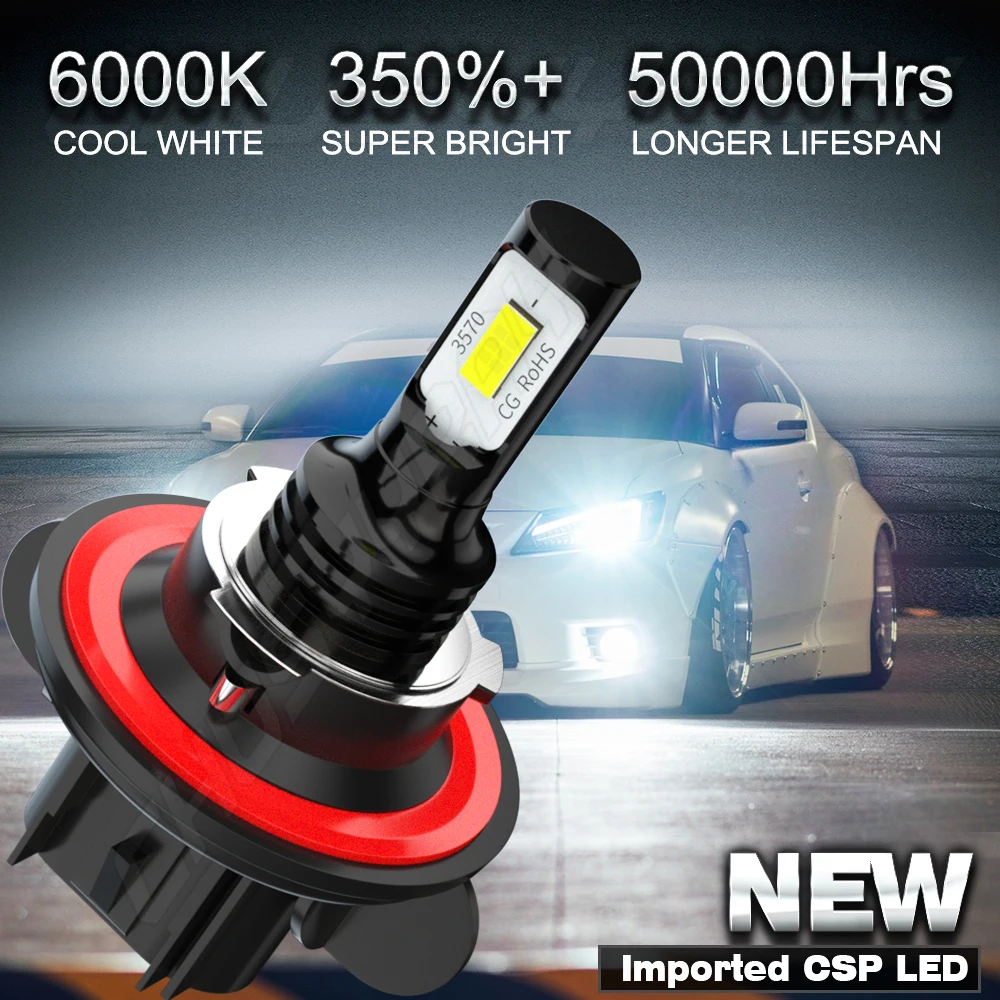 2PCS H13 9007 9008 9004 LED Headlight Bulbs 50000LM 6000K Canbus No Error IP67 Waterproof Fanless Cooling 50000Hrs Plug & Play
