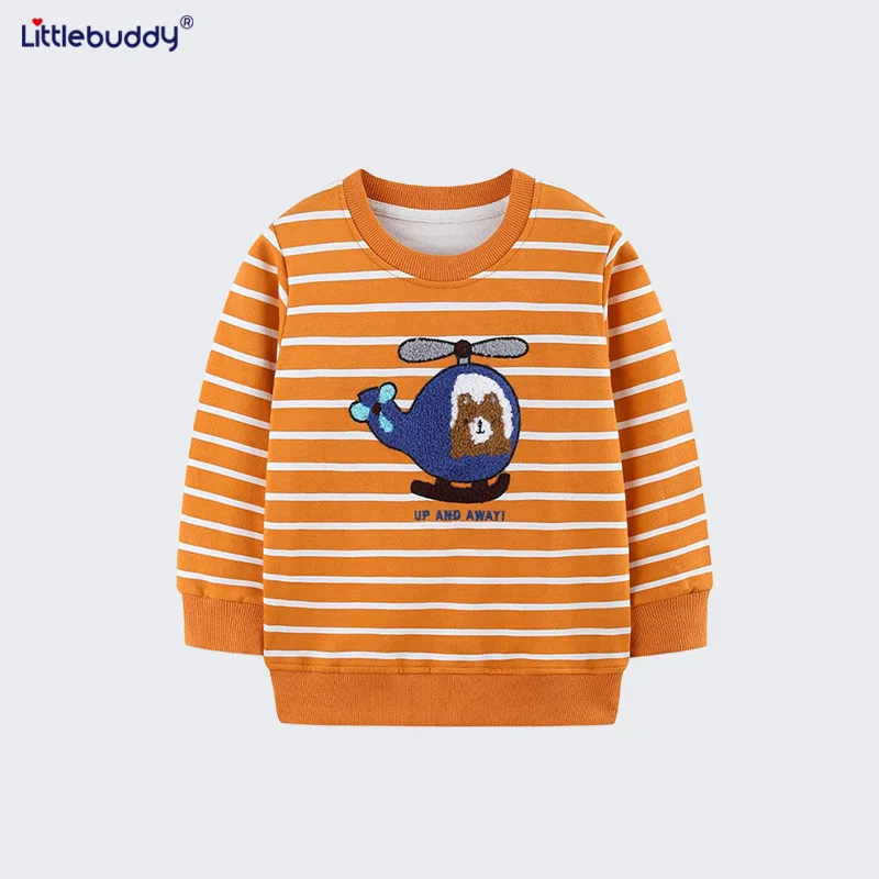 

Little buddyBoys' Sweatshirt25Autumn New Children's Sweatshirt Towel Embroidered Striped Small Medium