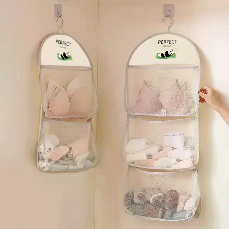 Vertical Closet Organizer Wall Hanging Storage Bag Breathable Mesh for Underwear Socks Toy Doll - Home Storage Solution
