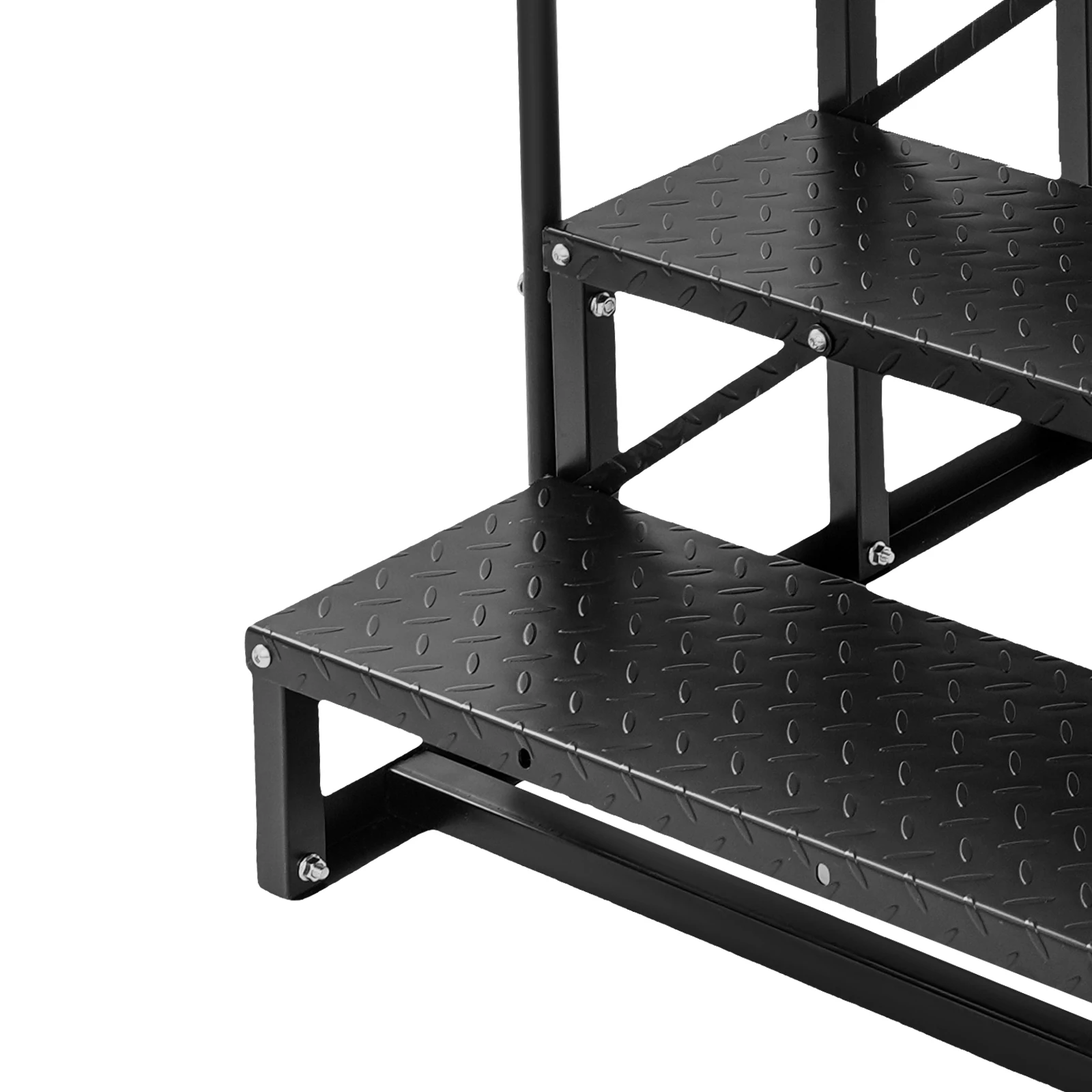 Free Standing RV Steps with Handrail, 6 Steps RV Stair, for Outdoor RV, Camper Vans, Pool Ladder Black