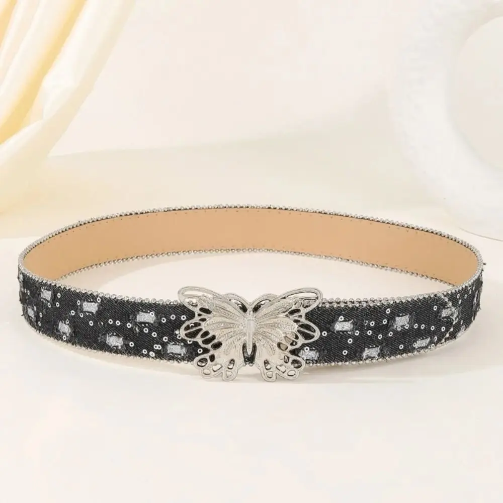 جديد الترتر الهيب هوب الشرير حزام الدنيم حافة واسعة حزام الخصر خليط Y2K حزام الموضة الرجعية