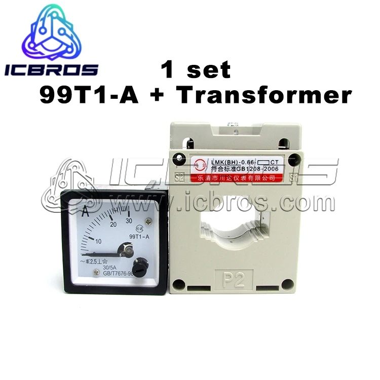 

1set 99T1-A + Transformer Pointer Type AC Ammeter 15/5A 20/5A 25/5A 30/5A 40/5A 99T1