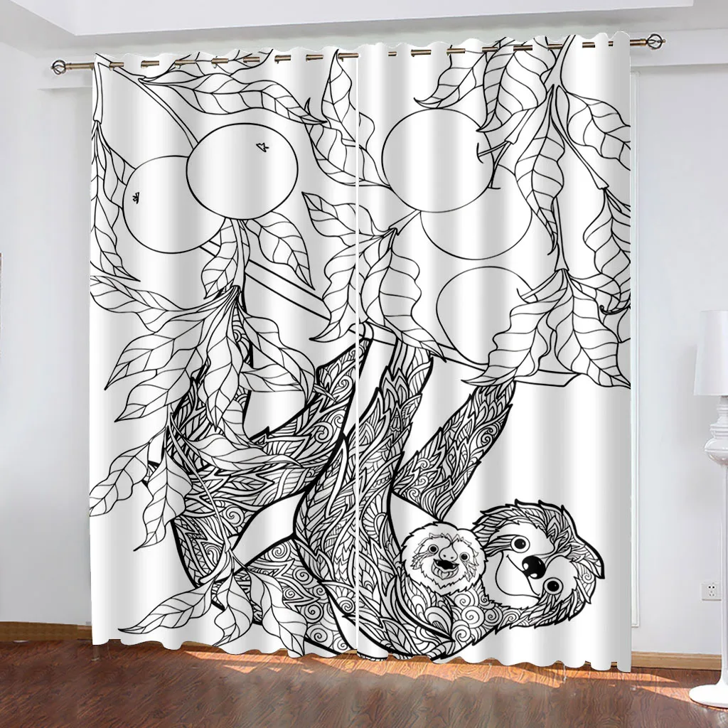 Luxury Blackout 3D Window Curtains For Living Room Bedroom black branch moon curtains Blackout curtain