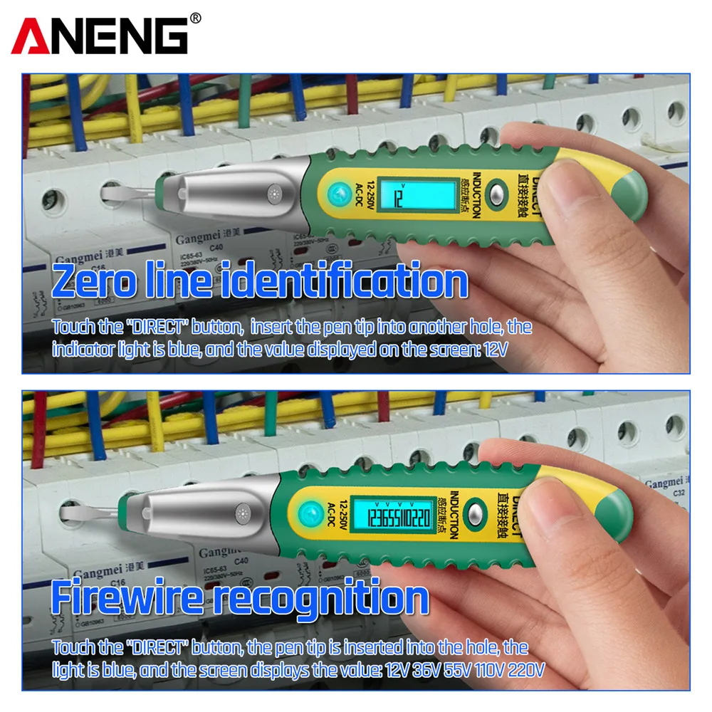 Imagem -04 - Aneng Vd700 Detector de Tensão da Circuit Breaker Finder Caneta Elétrica do Detector de Tensão do Verificador do Lápis do Teste de Vd700 Digitas Display Lcd Chave de Fenda ac dc 12250 v para Ferramentas do Eletricista