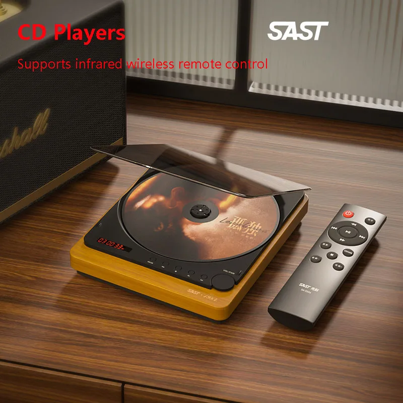 CD Player Portable HIFI Wooden Retro CD Walkman Bluetooth 5.1 IR Remote Control USB Lossless Playback Digital Optical Output