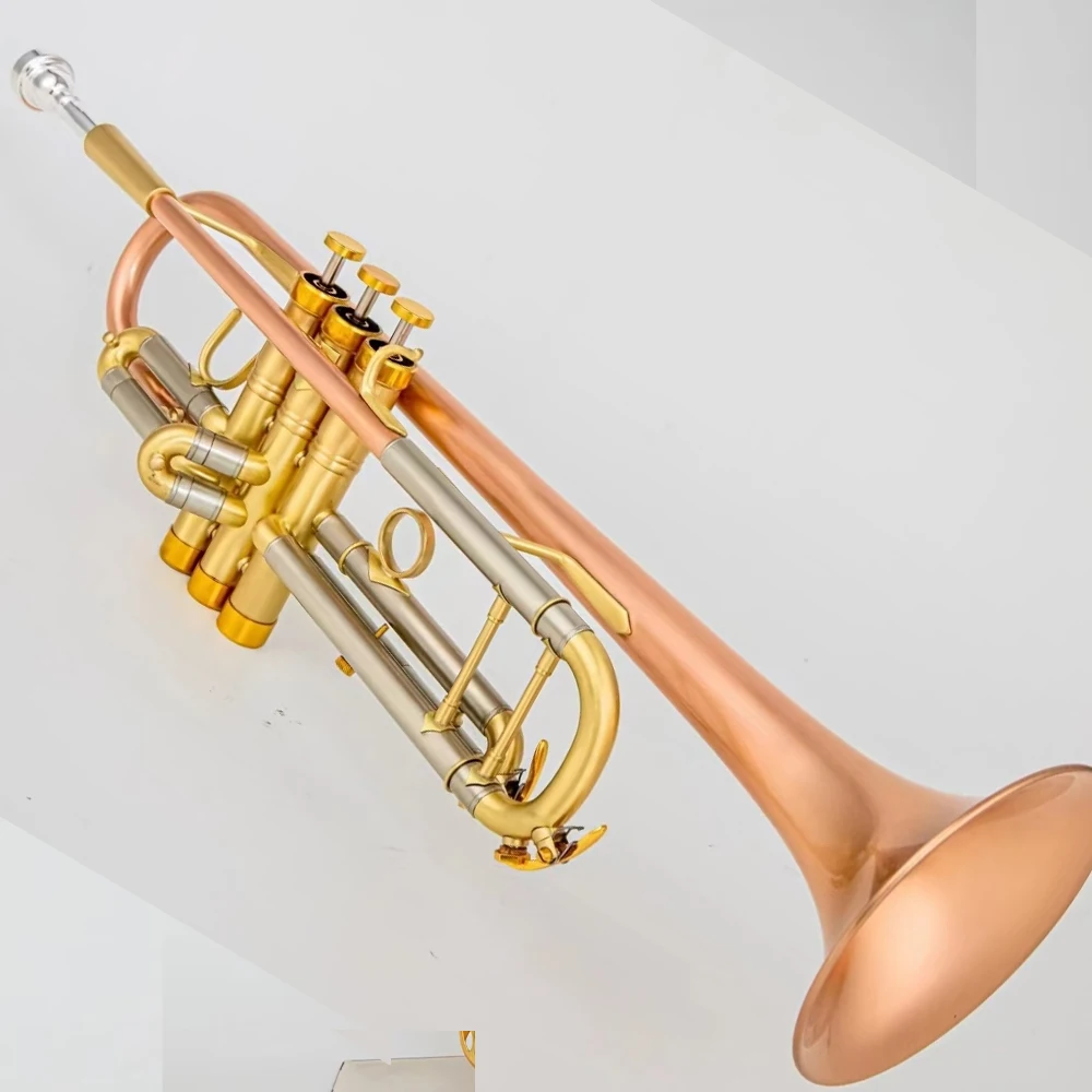 High Quality Bb Trumpet Phosphor Copper Brushed Weighted Brass Instrument Composite Trumpet with Case Mouthpiece