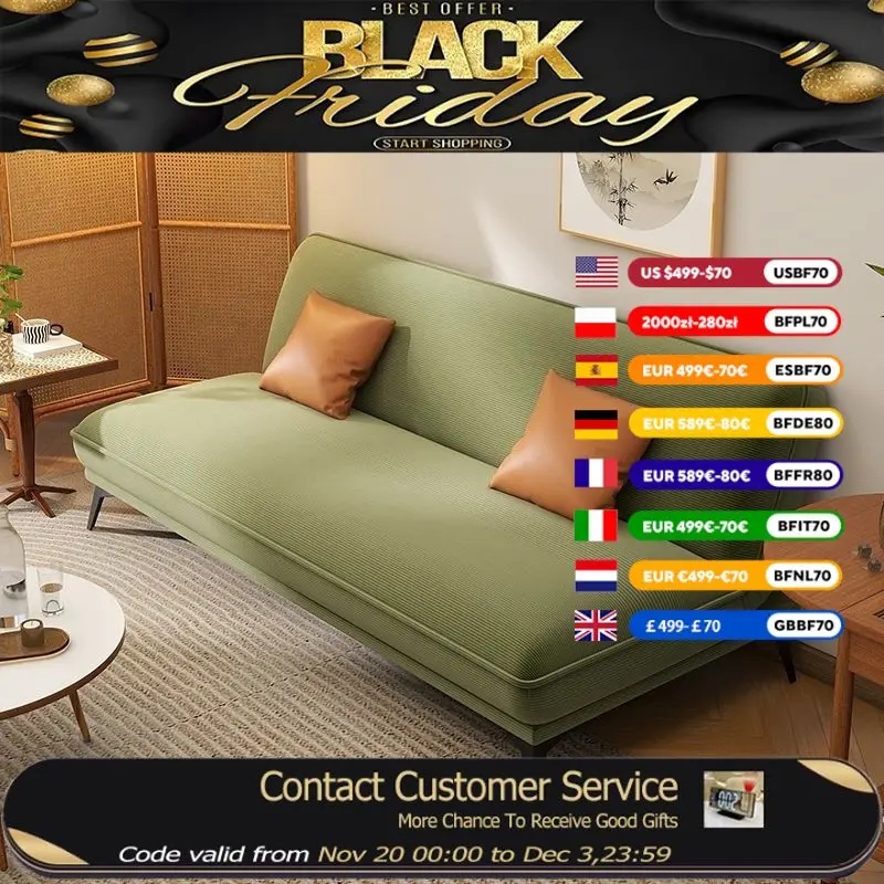 

European Aesthetic Living Room Sofas Designer Green Recliner Lazy Sofa Bed Sleeper Japanese Schlafsofa Bett Furniture Home