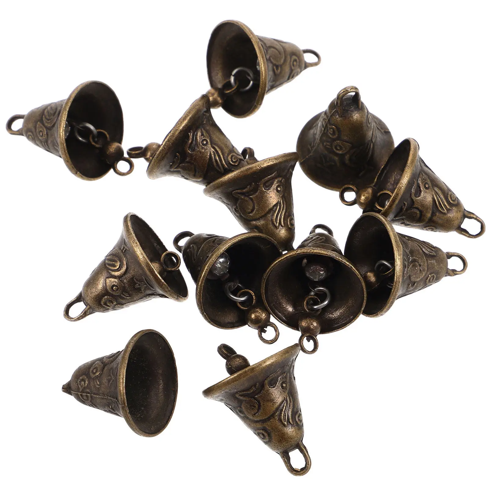 12 Pcs Metal Bells Hanging Cow Craft Supplies Tiny Handmade Vintage Mini Cowbell Charms