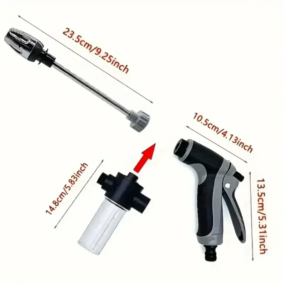 ارتفاع ضغط غسيل السيارات مدفع المياه حديقة انبوب ماء فوهة أداة سقي متعددة الوظائف تنظيف قوي للسيارات والحدائق #2