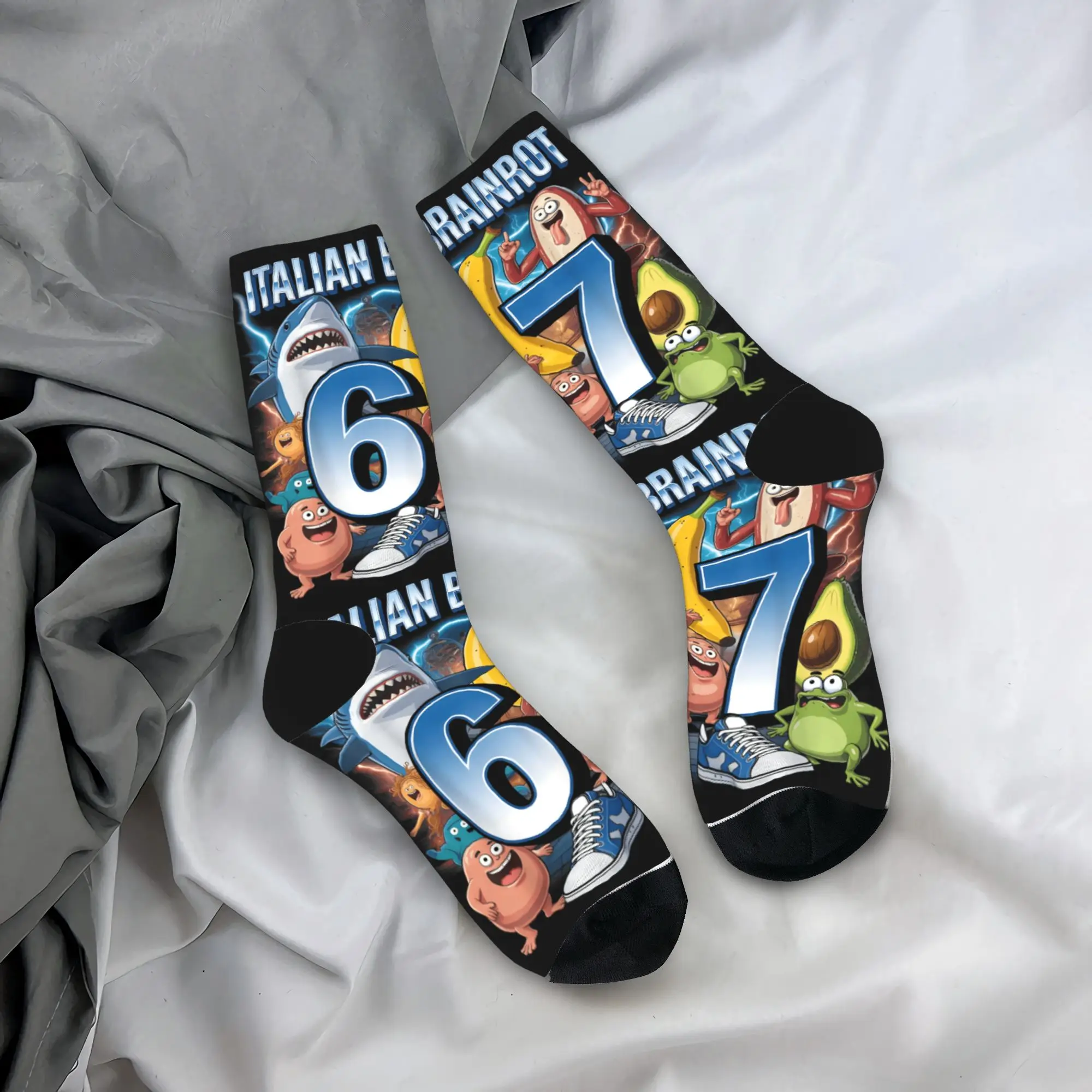 

67 Brainrot, итальянский мем, забавный детский костюм 67, чулки Six Seven 67, носки, осенние противоскользящие носки, мужские дышащие носки