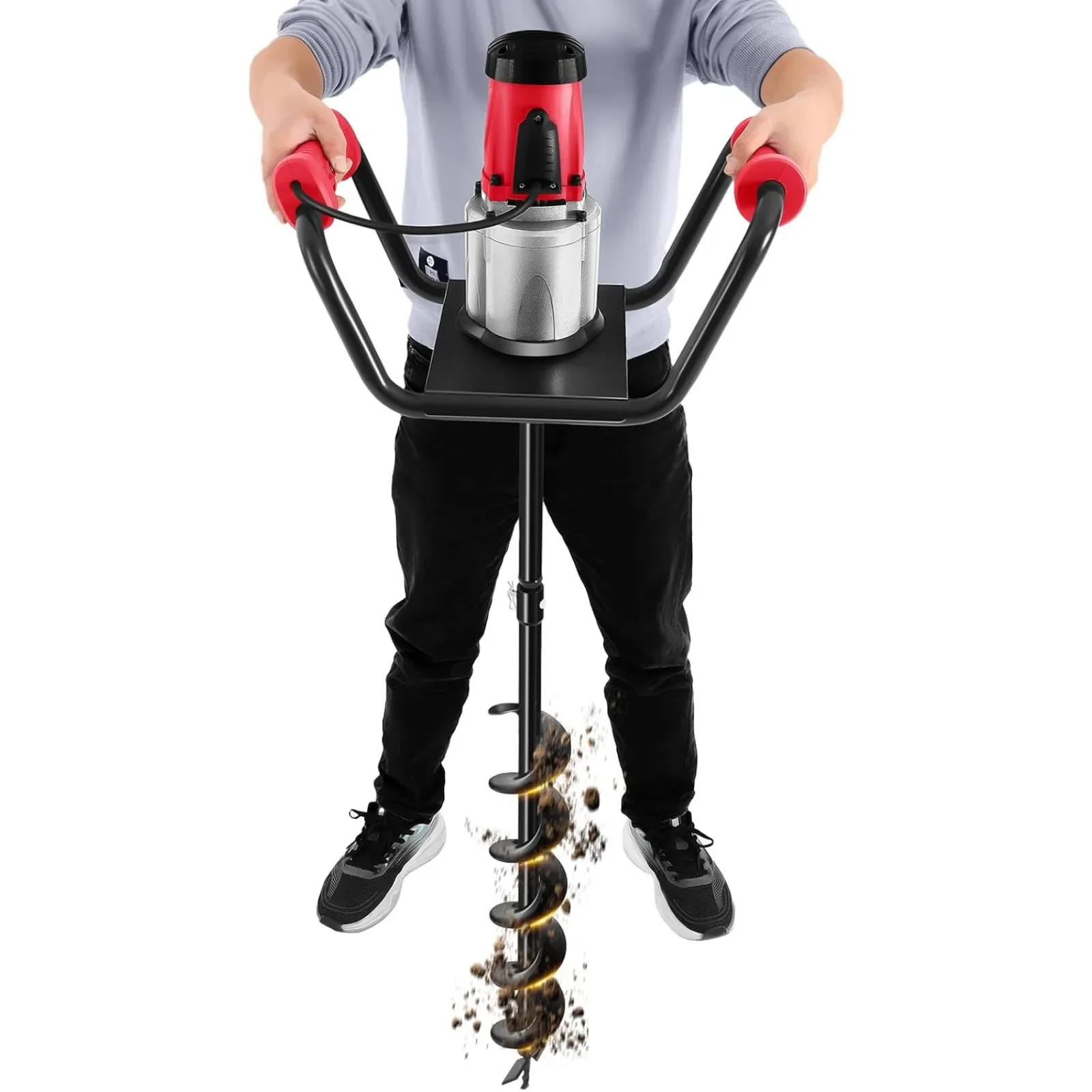 

Electric Post-Hole Digger, 1500W 110V 1.6HP Electric Auger Digging Drill Post Hole Digger Earth Auger Drill with 4" Drill Bits