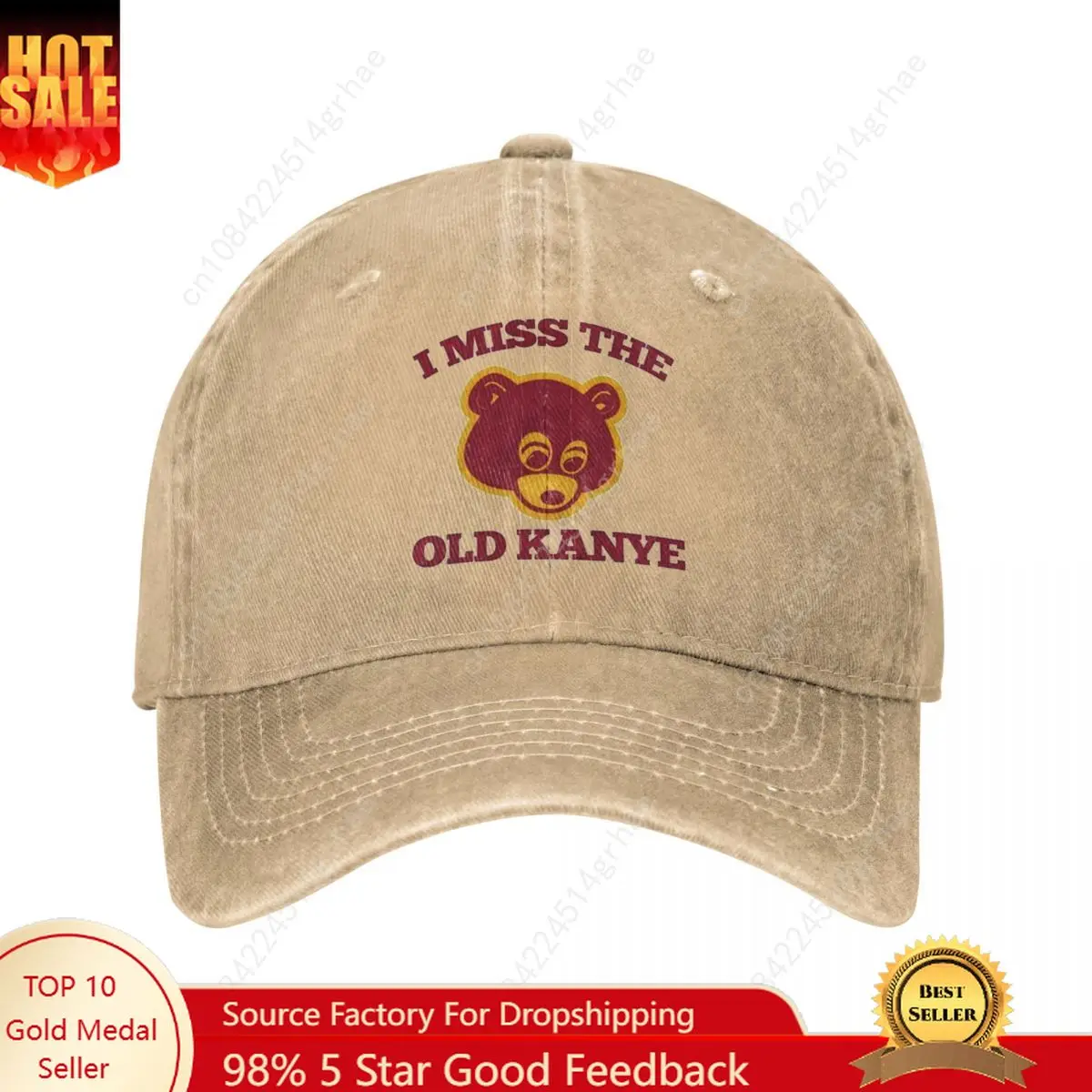 

Classic I Miss The Old Kanye West Baseball Cap Men Women Distressed Washed Snapback Hat College Dropout Bear Outdoor Summer Hat