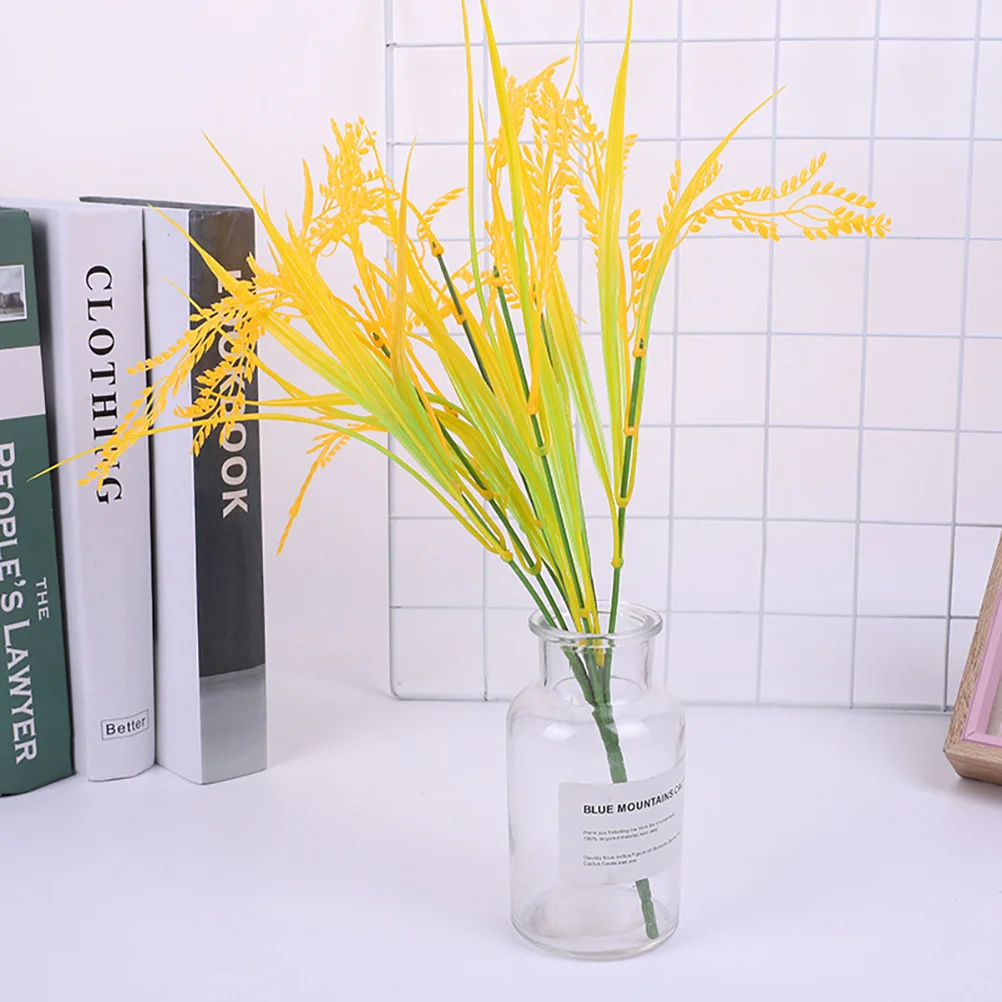 

4pcs Simulation Wheat Ears Artificial Plastic Fake Stalks For Home Decor Yellow Bouquet Office Shop Decoration