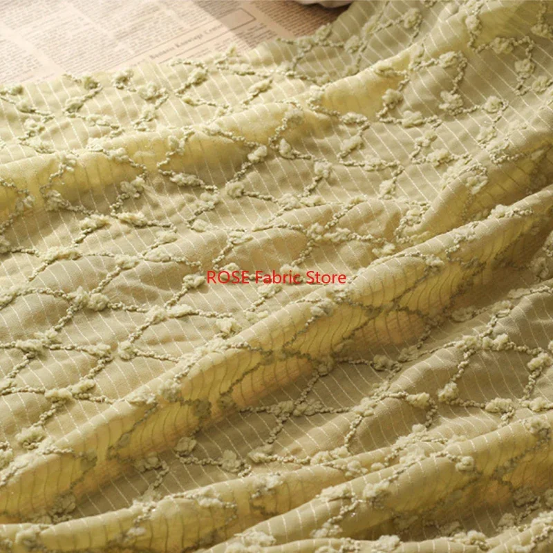 웨딩 드레스, 블라우스, 신부 가운을 위한 쉬폰 다이아몬드 격자 웨이브 자수 직물