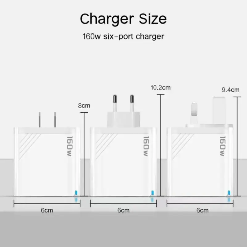 K3NB Portabel 160W Wall Base Multi Port Power Adapter Tablet Block Pengisian